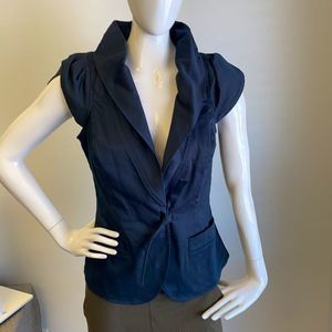 Charles Hang-Lima Black Open Vest Tie Front Wrap